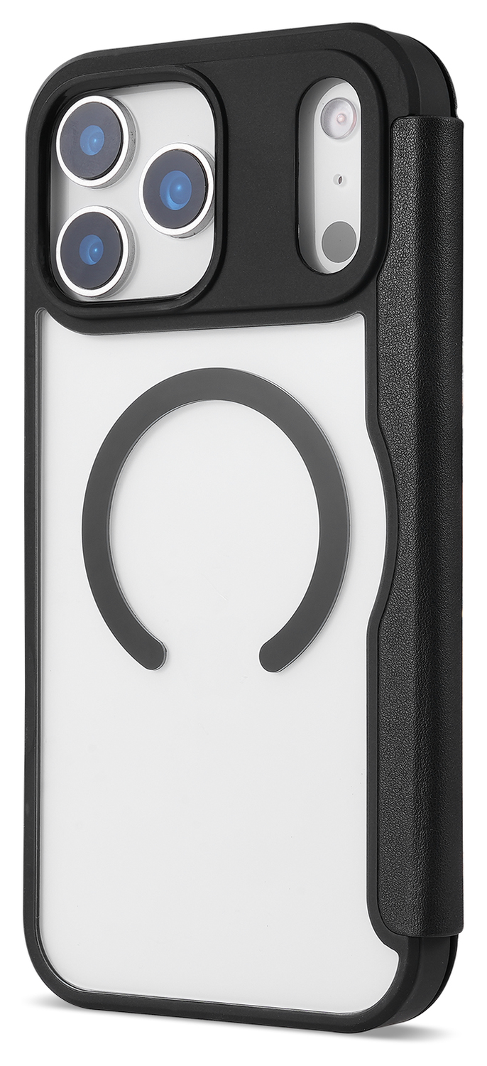 Apple iPhone 17 Pro Max Hoesje met MagSafe Book Case Transparant Zwart afbeelding 7