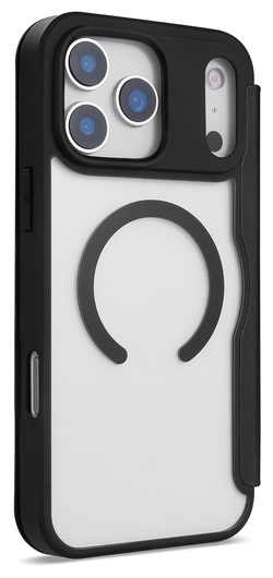 Apple iPhone 17 Pro Max Hoesje met MagSafe Book Case Transparant Zwart afbeelding 4