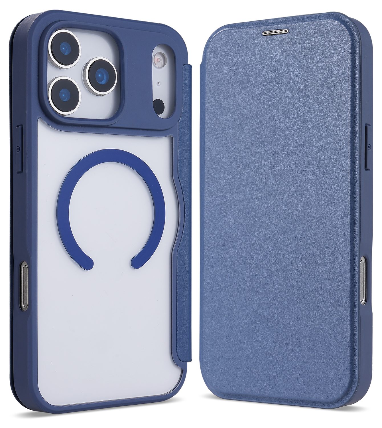 Apple iPhone 17 Pro Max Hoesje met MagSafe Book Case Transparant Blauw afbeelding 2