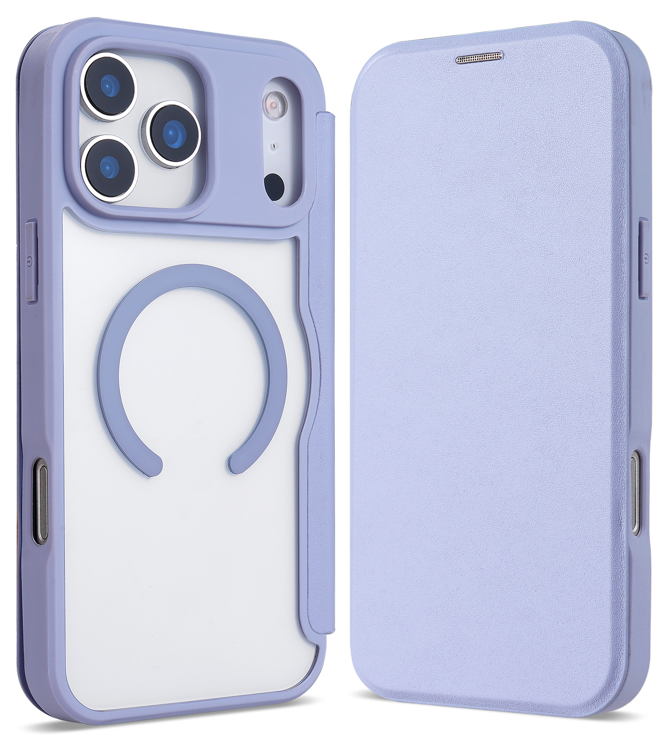 Apple iPhone 17 Pro Max Hoesje met MagSafe Book Case Transparant Paars afbeelding 2