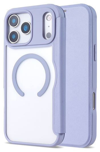 Apple iPhone 17 Pro Max Hoesje met MagSafe Book Case Transparant Paars afbeelding 3