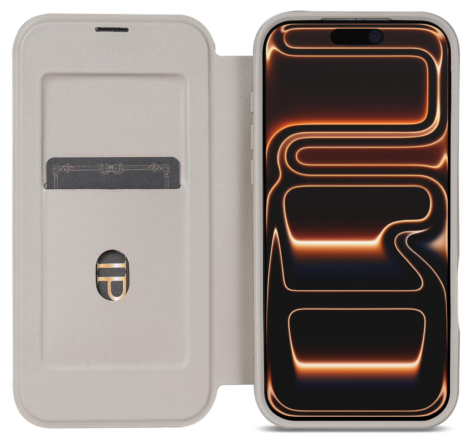 Apple iPhone 17 Pro Max Hoesje met MagSafe Book Case Transparant Beige afbeelding 1