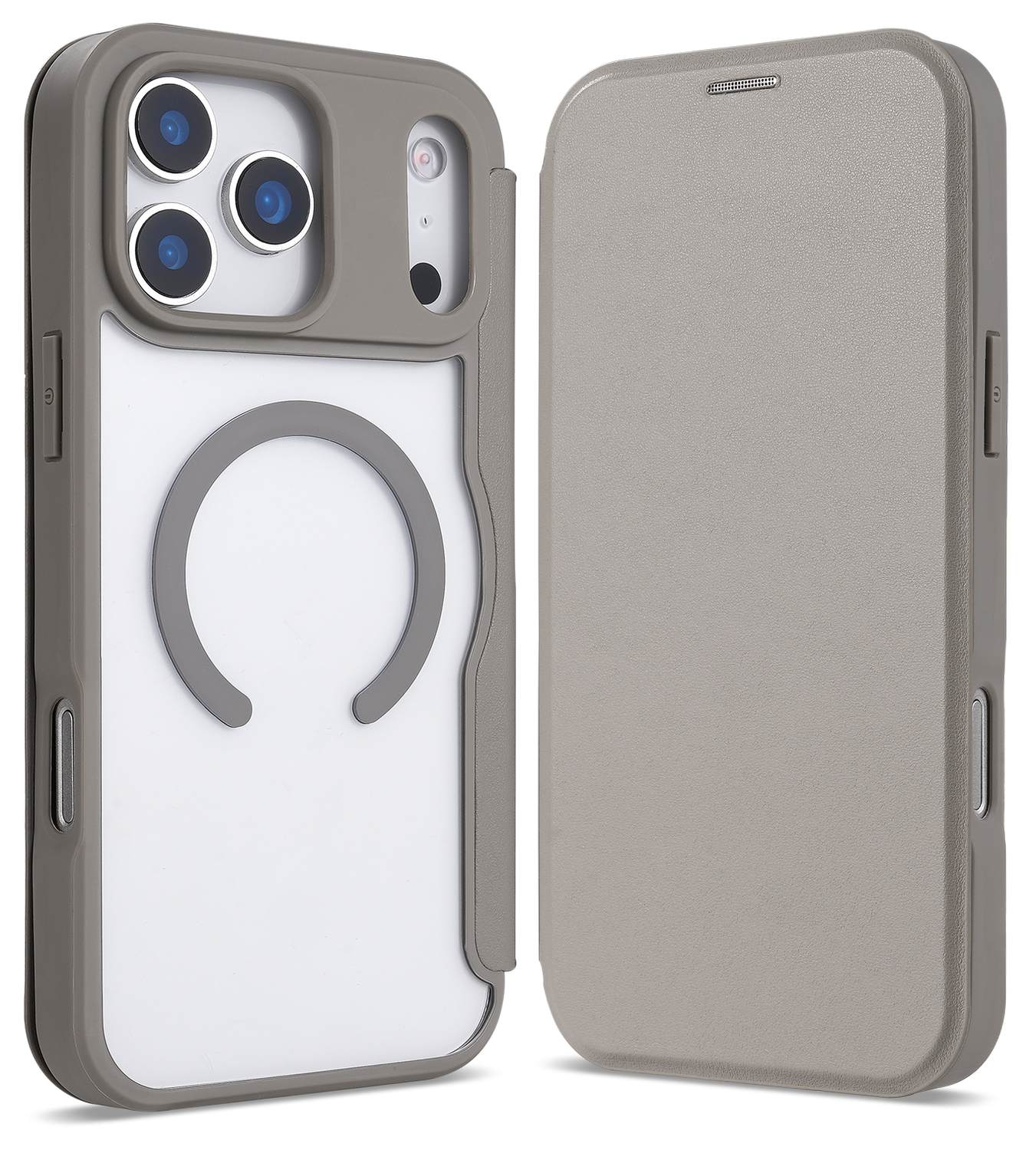 Apple iPhone 17 Pro Max Hoesje met MagSafe Book Case Transparant Beige afbeelding 2