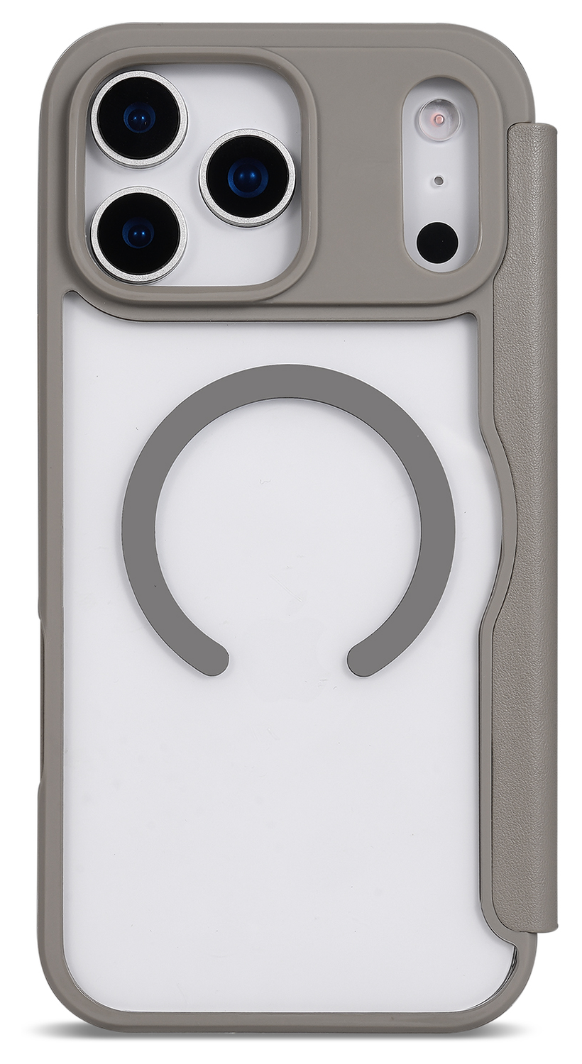 Apple iPhone 17 Pro Max Hoesje met MagSafe Book Case Transparant Beige afbeelding 5