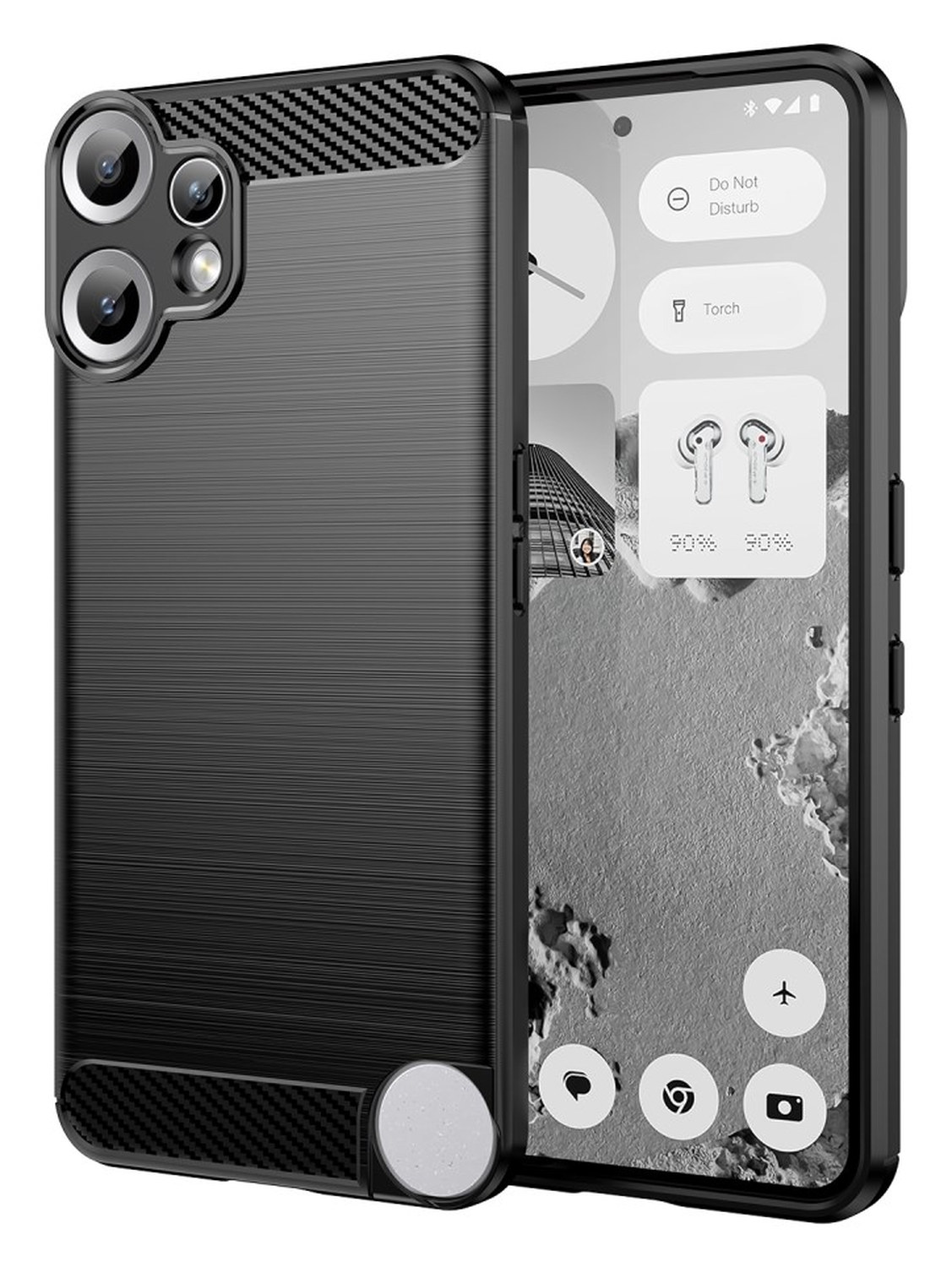 Nothing CMF Phone 2 Pro Hoesje Geborsteld TPU Flexibele Back Cover Zwart afbeelding 1