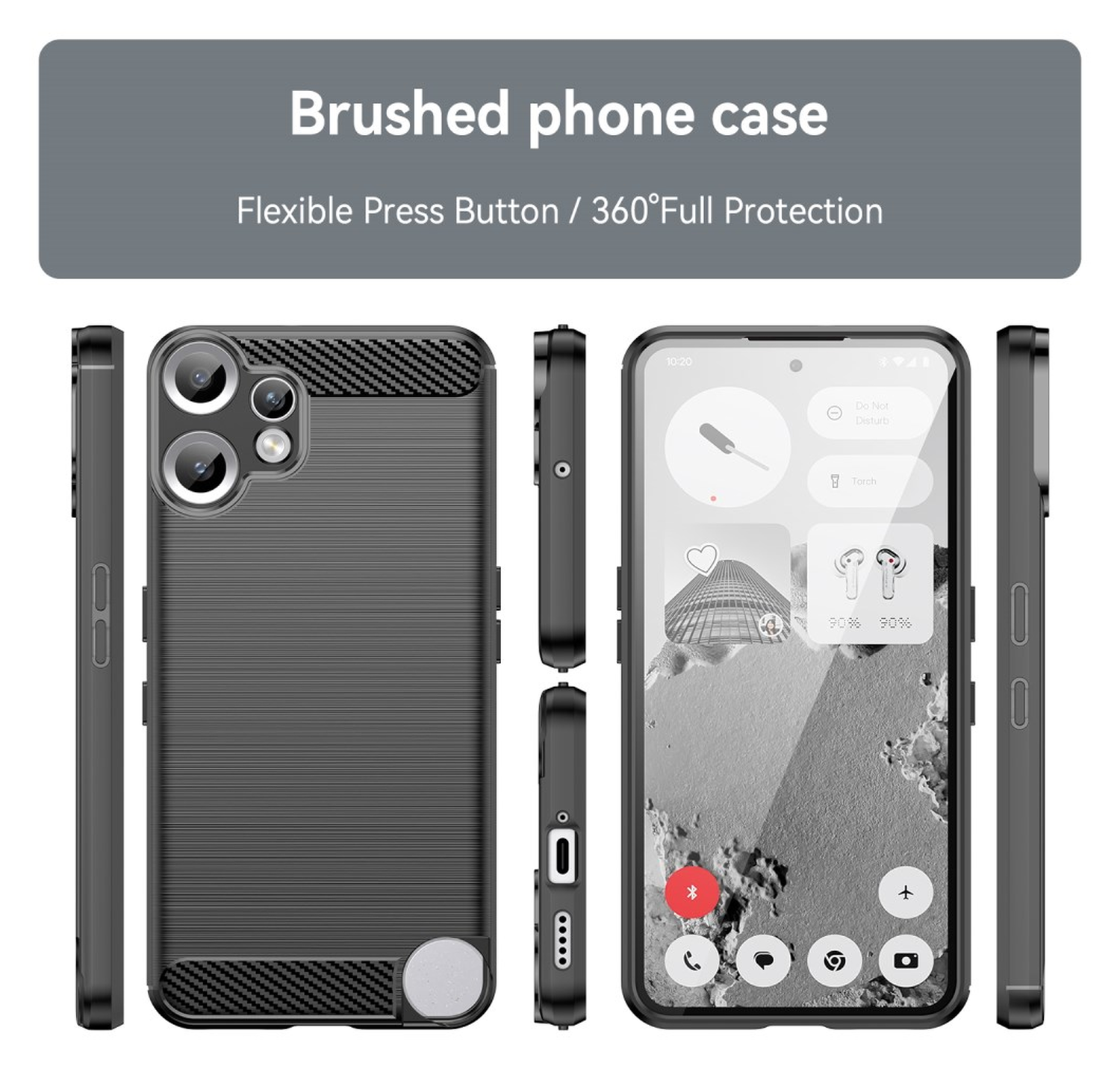 Nothing CMF Phone 2 Pro Hoesje Geborsteld TPU Flexibele Back Cover Zwart afbeelding 8