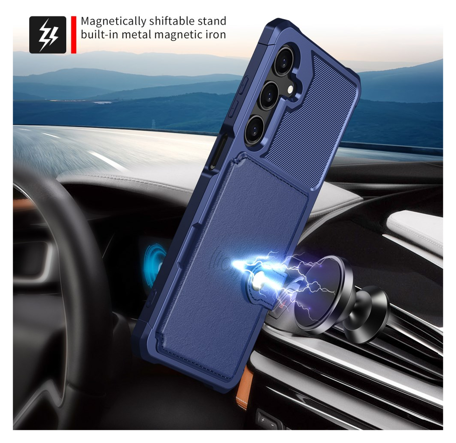 Samsung Galaxy A26 Hoesje 3-in-1 Pasjes Portemonnee Back Cover Blauw afbeelding 3