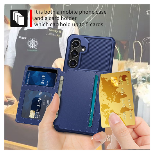 Samsung Galaxy A26 Hoesje 3-in-1 Pasjes Portemonnee Back Cover Blauw afbeelding 4