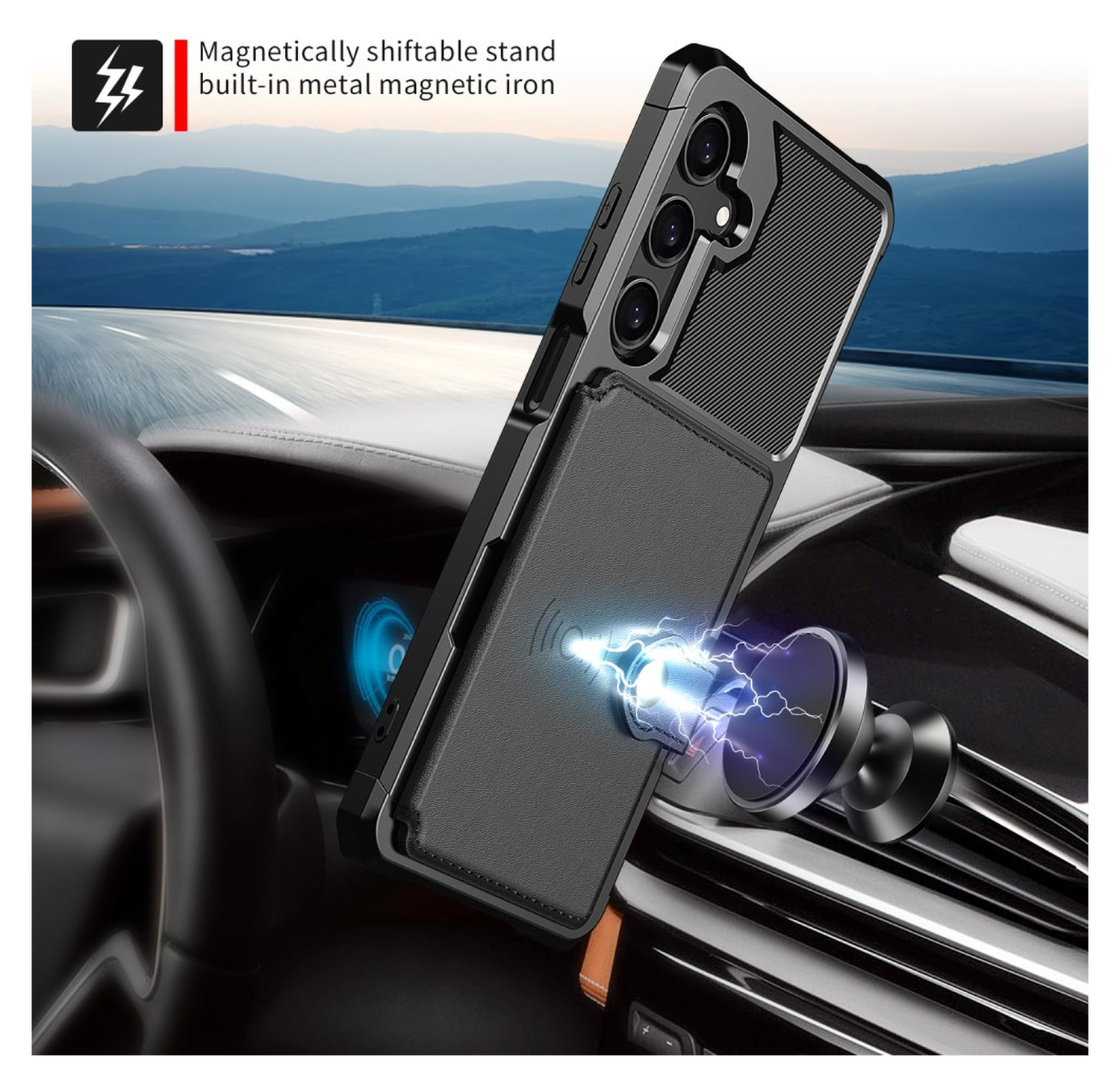 Samsung Galaxy A26 Hoesje 3-in-1 Pasjes Portemonnee Back Cover Zwart afbeelding 3
