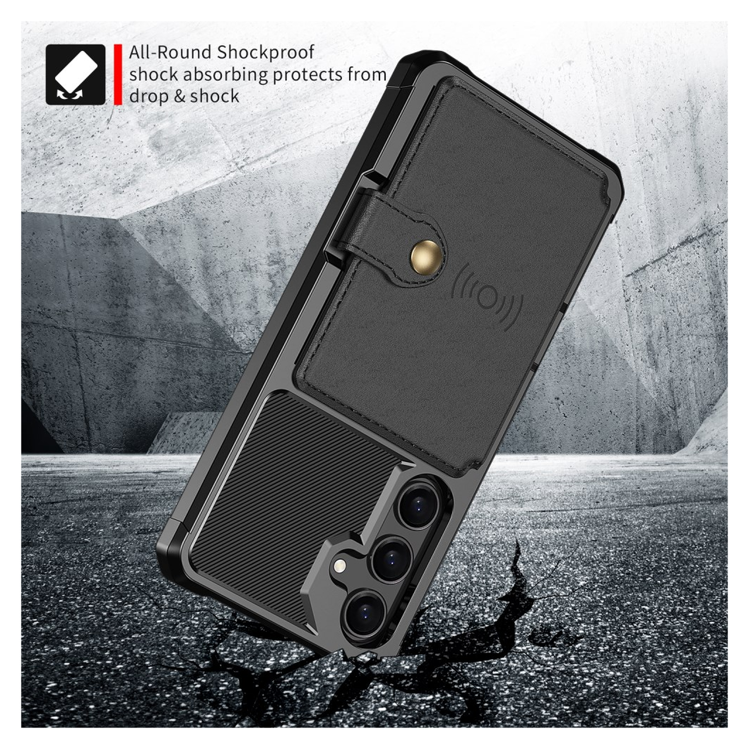 Samsung Galaxy A26 Hoesje 3-in-1 Pasjes Portemonnee Back Cover Zwart afbeelding 5