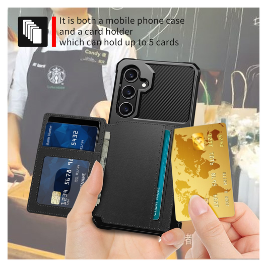 Samsung Galaxy A26 Hoesje 3-in-1 Pasjes Portemonnee Back Cover Zwart afbeelding 4