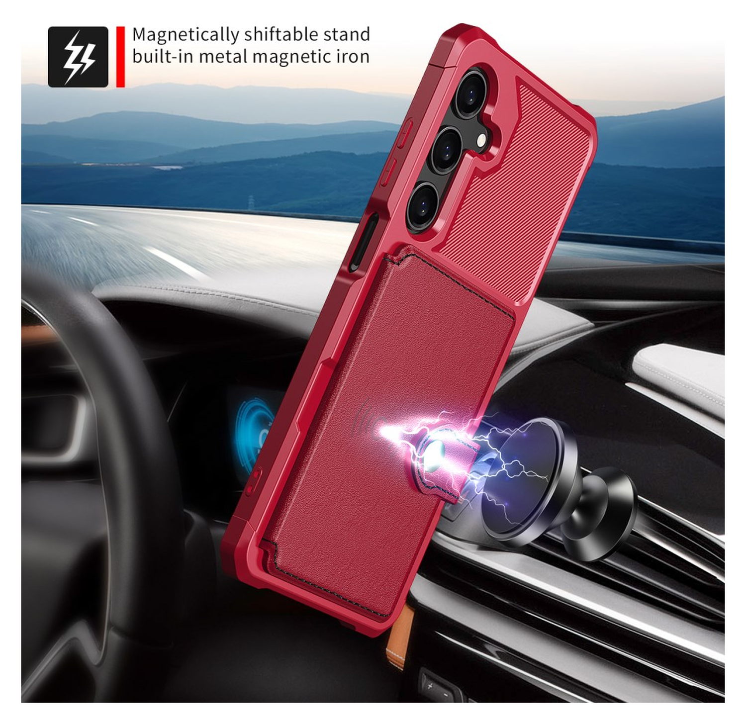 Samsung Galaxy A26 Hoesje 3-in-1 Pasjes Portemonnee Back Cover Rood afbeelding 3