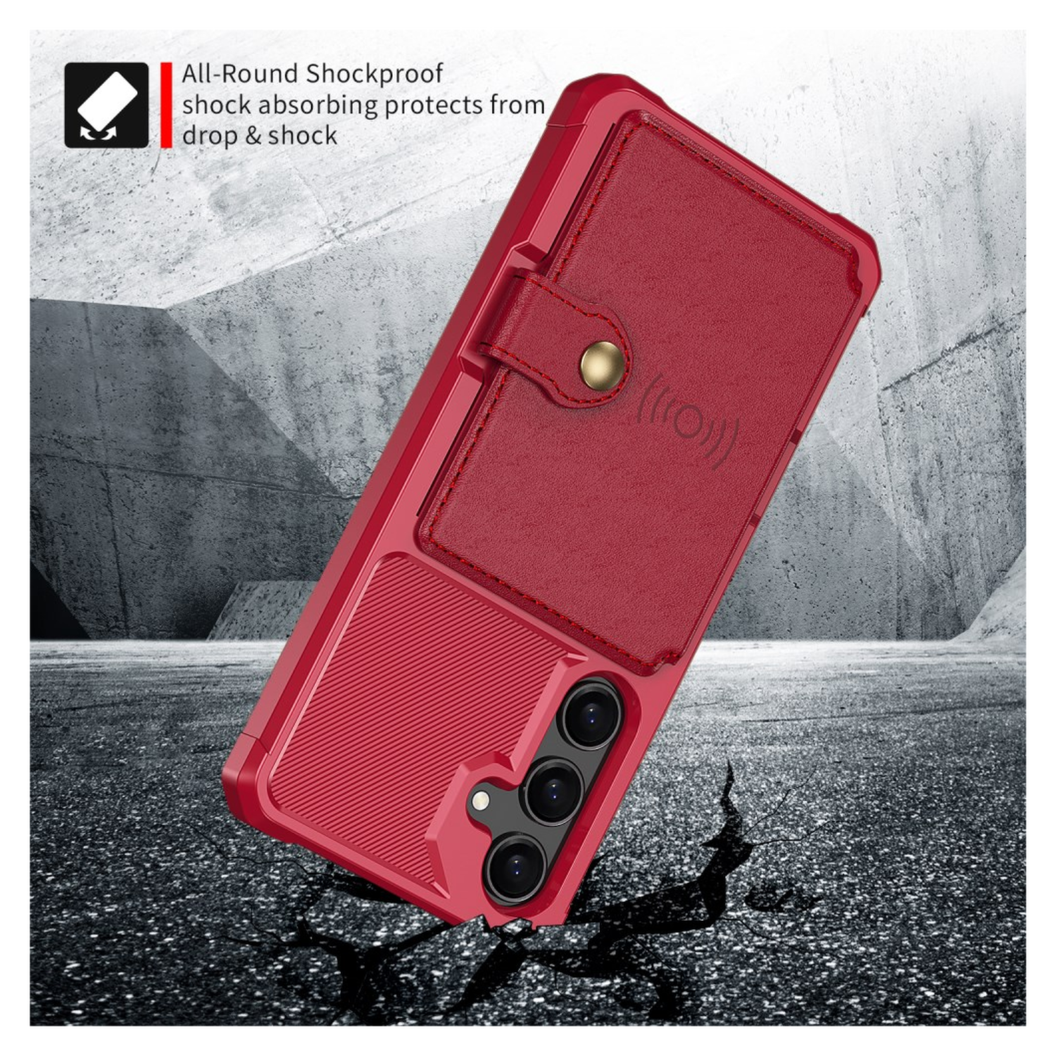 Samsung Galaxy A26 Hoesje 3-in-1 Pasjes Portemonnee Back Cover Rood afbeelding 5