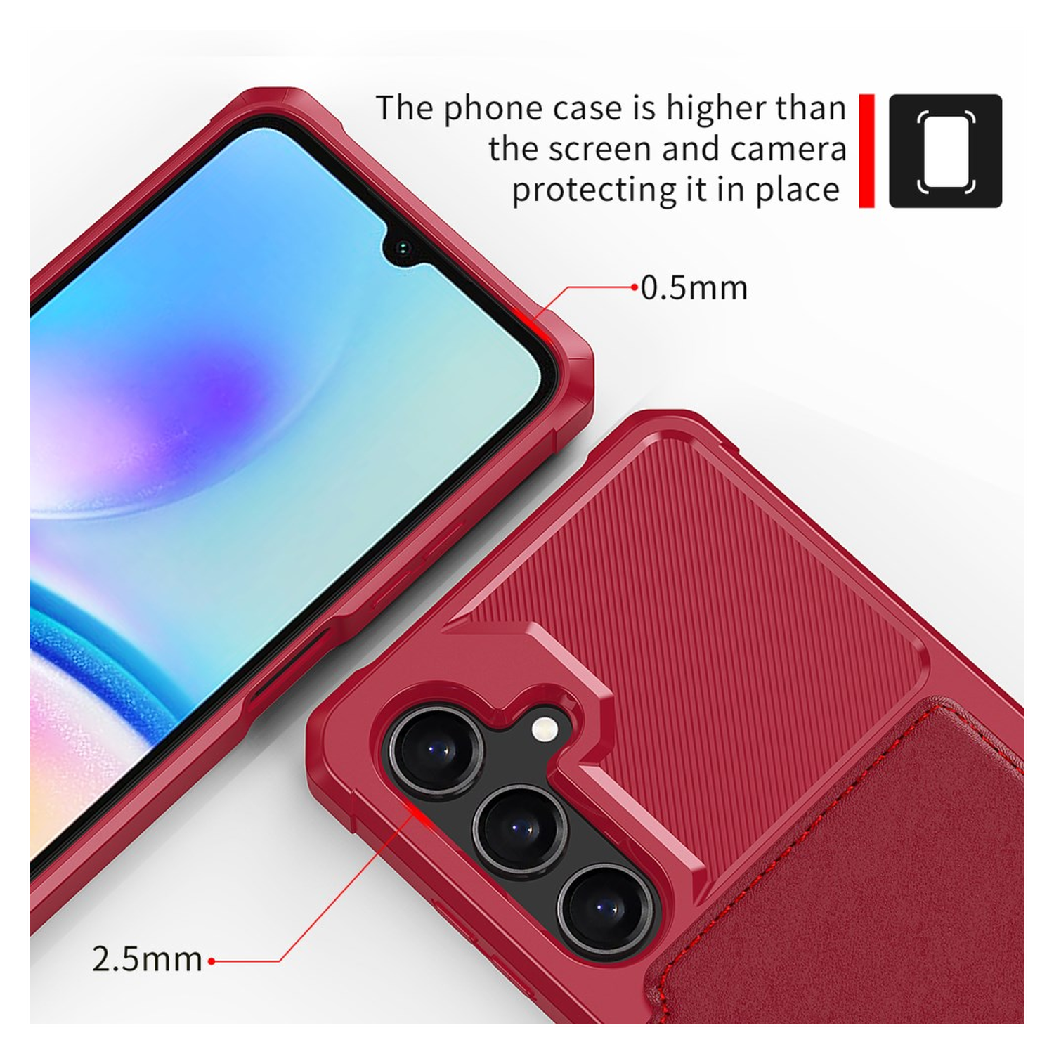 Samsung Galaxy A26 Hoesje 3-in-1 Pasjes Portemonnee Back Cover Rood afbeelding 6