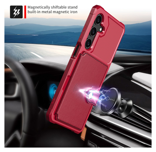 Samsung Galaxy A26 Hoesje 3-in-1 Pasjes Portemonnee Back Cover Rood afbeelding 3