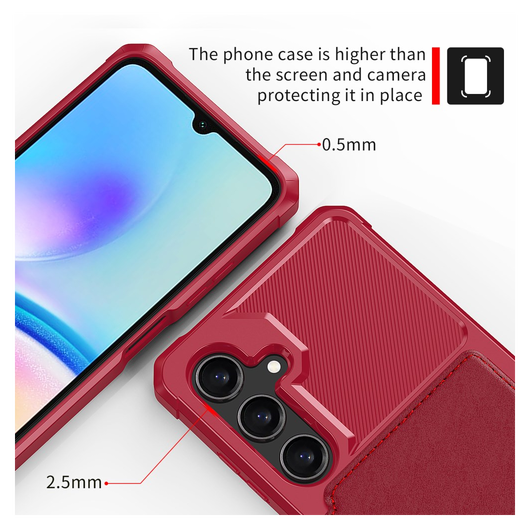 Samsung Galaxy A26 Hoesje 3-in-1 Pasjes Portemonnee Back Cover Rood afbeelding 6