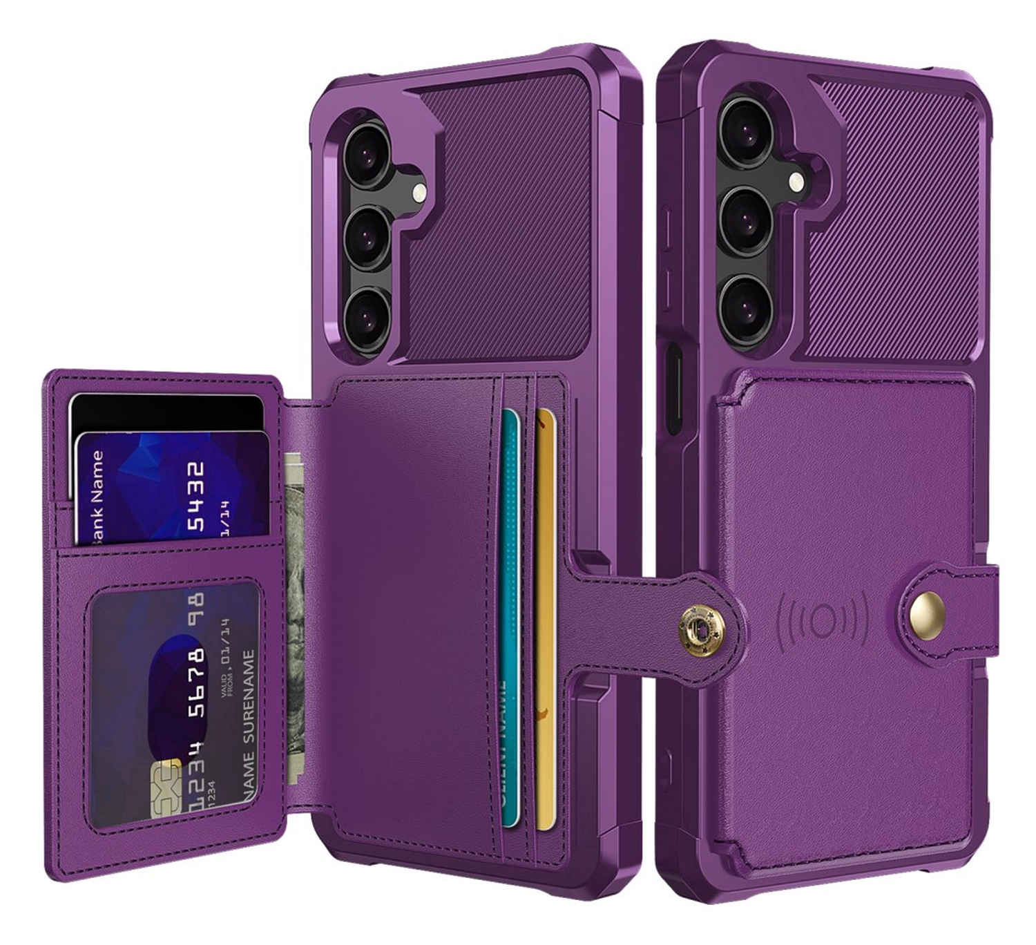 Samsung Galaxy A26 Hoesje 3-in-1 Pasjes Portemonnee Back Cover Paars afbeelding 1