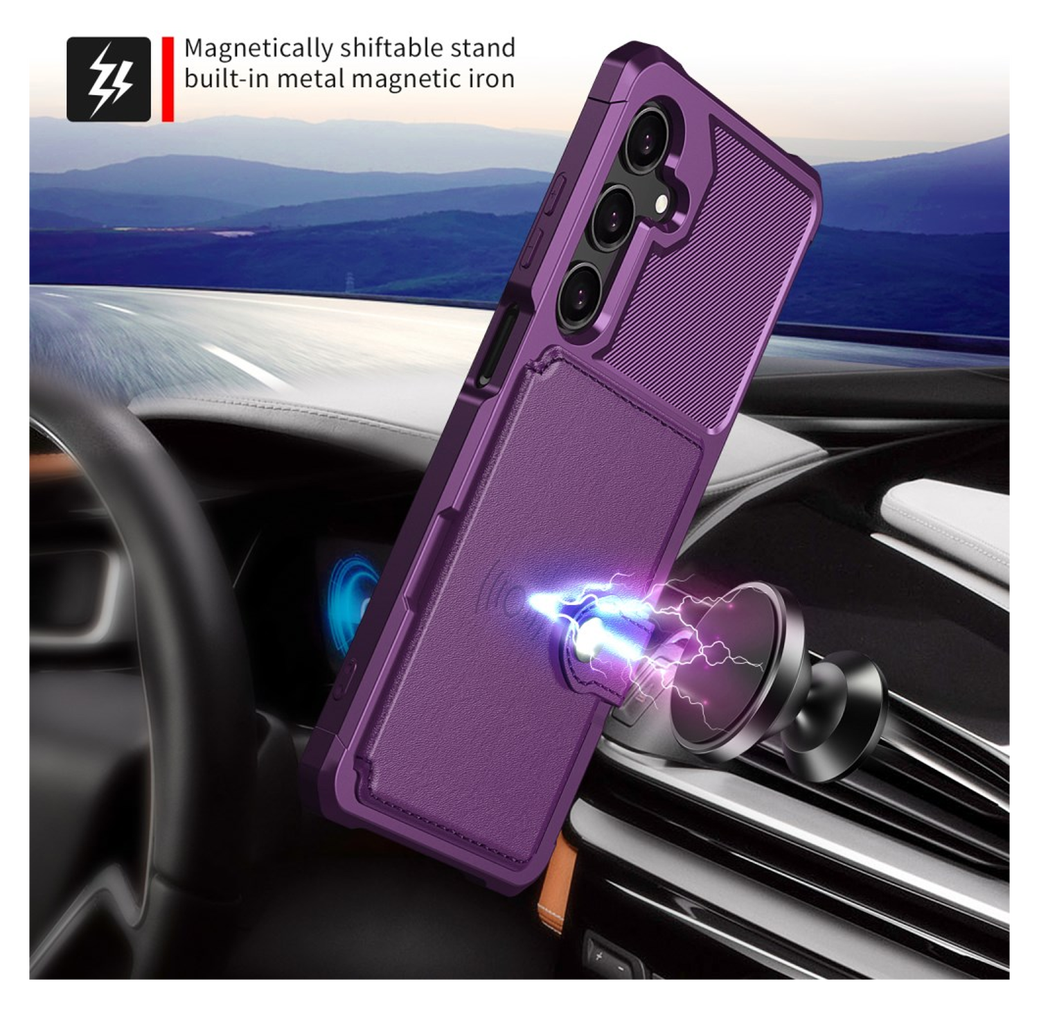 Samsung Galaxy A26 Hoesje 3-in-1 Pasjes Portemonnee Back Cover Paars afbeelding 3