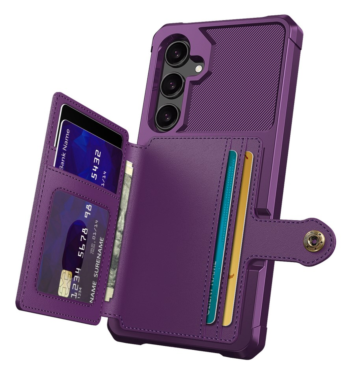 Samsung Galaxy A26 Hoesje 3-in-1 Pasjes Portemonnee Back Cover Paars afbeelding 7