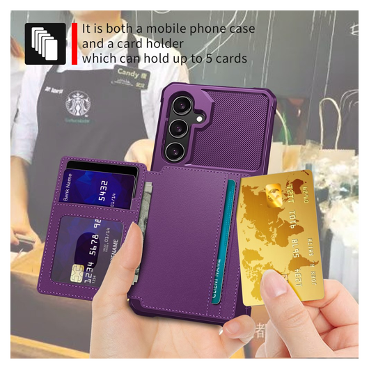 Samsung Galaxy A26 Hoesje 3-in-1 Pasjes Portemonnee Back Cover Paars afbeelding 4