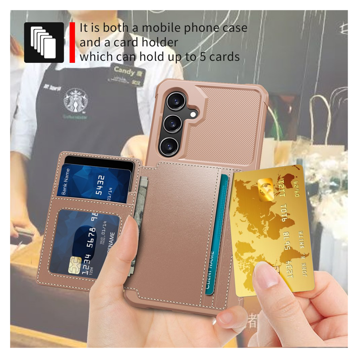 Samsung Galaxy A26 Hoesje 3-in-1 Pasjes Portemonnee Back Cover Roze afbeelding 4