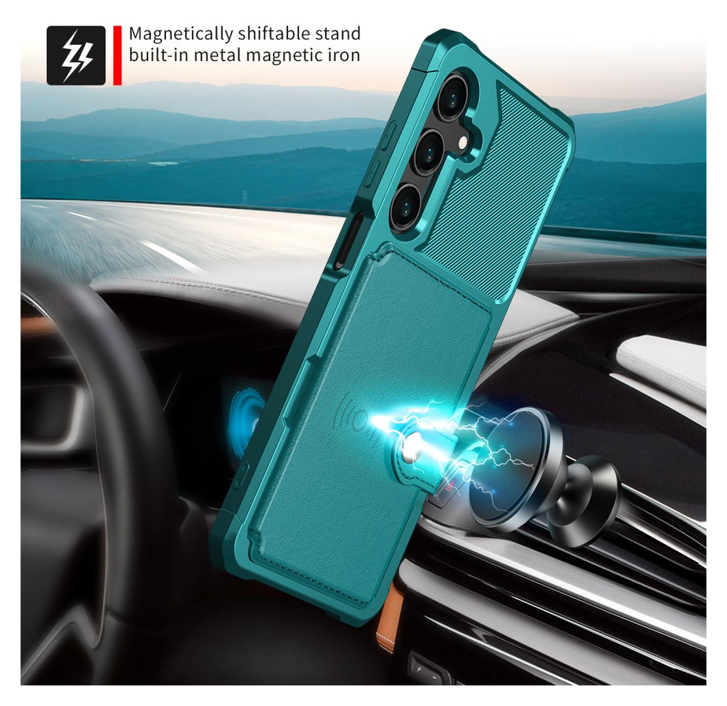 Samsung Galaxy A26 Hoesje 3-in-1 Pasjes Portemonnee Back Cover Groen afbeelding 3