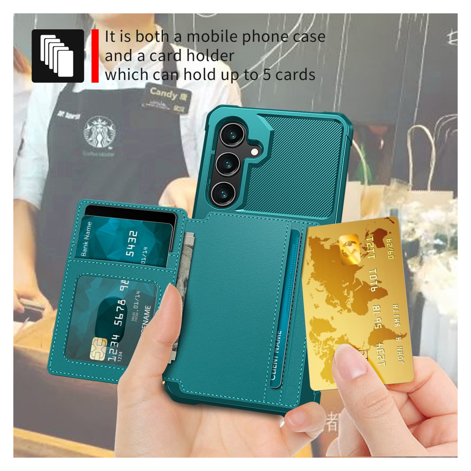 Samsung Galaxy A26 Hoesje 3-in-1 Pasjes Portemonnee Back Cover Groen afbeelding 4