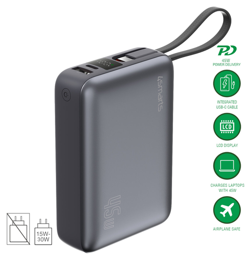4smarts Enterprise Compact 20.000mAh Powerbank 45W Ingebouwde USB-C Kabel afbeelding 2