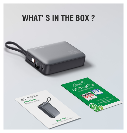 4smarts Enterprise Compact 20.000mAh Powerbank 45W Ingebouwde USB-C Kabel afbeelding 6