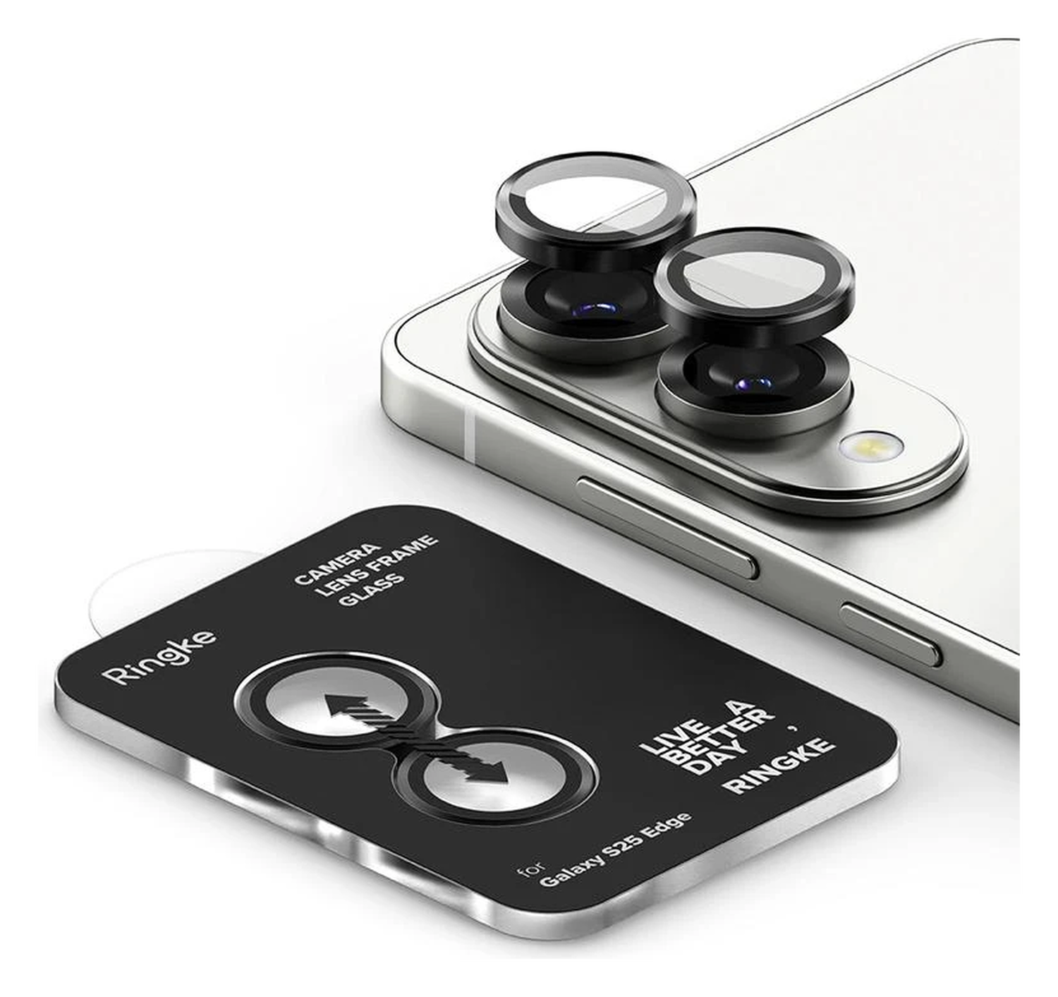 Ringke Frame Glass Samsung Galaxy S25 Edge Camera Protector Zwart afbeelding 3