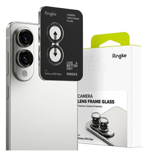 Ringke Frame Glass Samsung Galaxy S25 Edge Camera Protector Zwart afbeelding 1