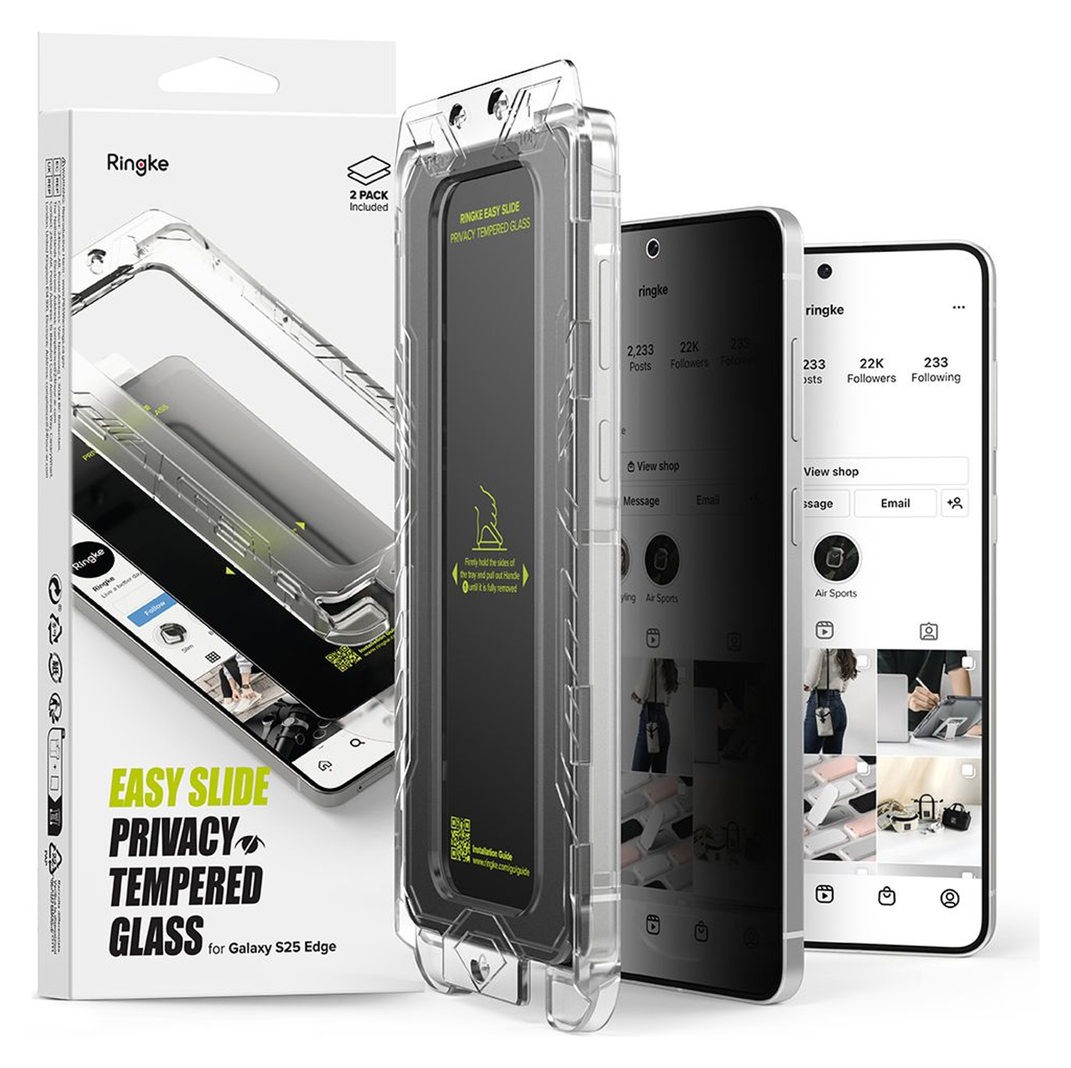 Ringke Easy Slide Privacy Samsung Galaxy S25 Edge Screen Protector Jig 2-Pack afbeelding 1