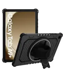 Armor X Samsung Galaxy Tab A9 Plus Hoes Kickstand Back Cover met Handstrap Zwart afbeelding