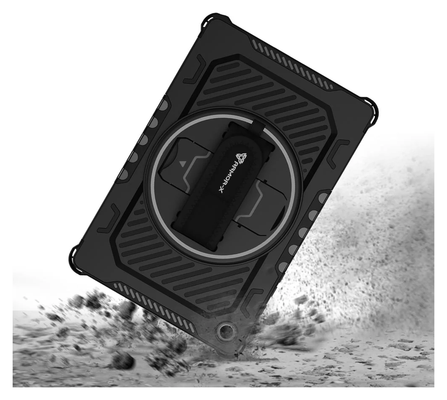 Armor X Samsung Galaxy Tab A9 Plus Hoes Kickstand Back Cover met Handstrap Zwart afbeelding 8