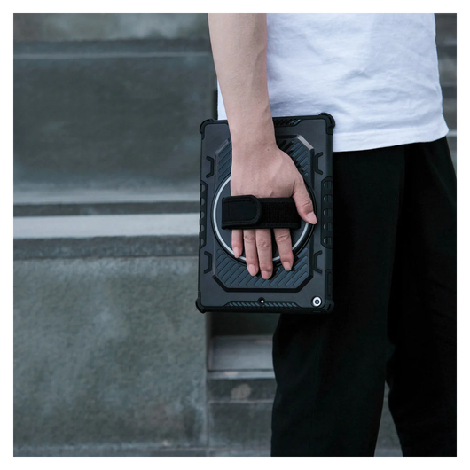 Armor X Samsung Galaxy Tab A9 Plus Hoes Kickstand Back Cover met Handstrap Zwart afbeelding 7
