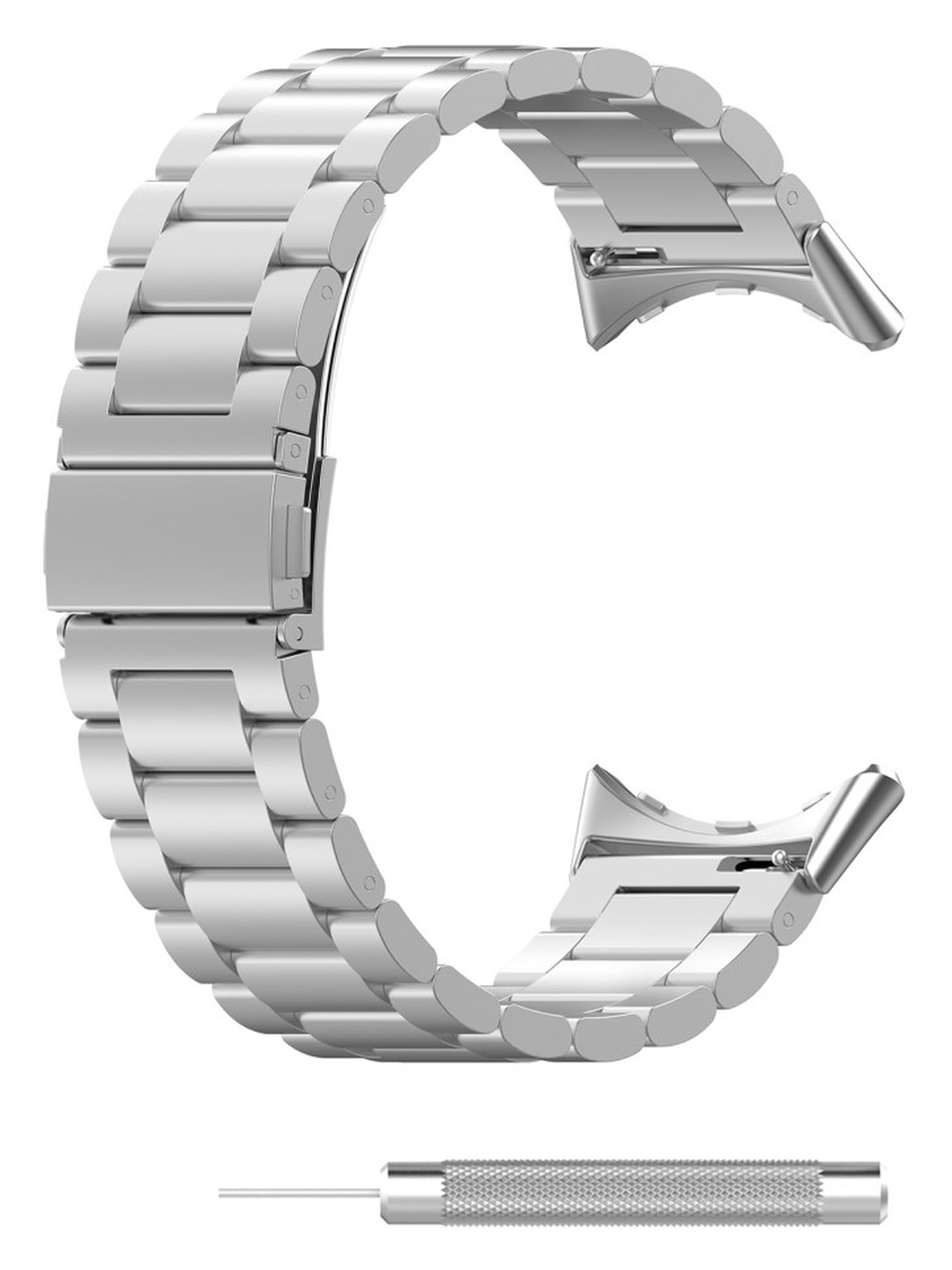 Google Pixel Watch 3 45MM Bandje - Roestvrij Staal - met Schakels - Zilver afbeelding 7