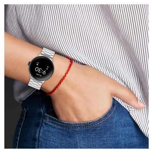 Google Pixel Watch 3 45MM Bandje - Roestvrij Staal - met Schakels - Zilver afbeelding 3