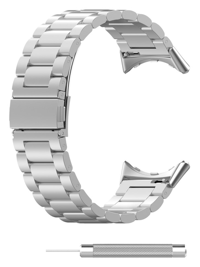Google Pixel Watch 3 45MM Bandje - Roestvrij Staal - met Schakels - Zilver afbeelding 7