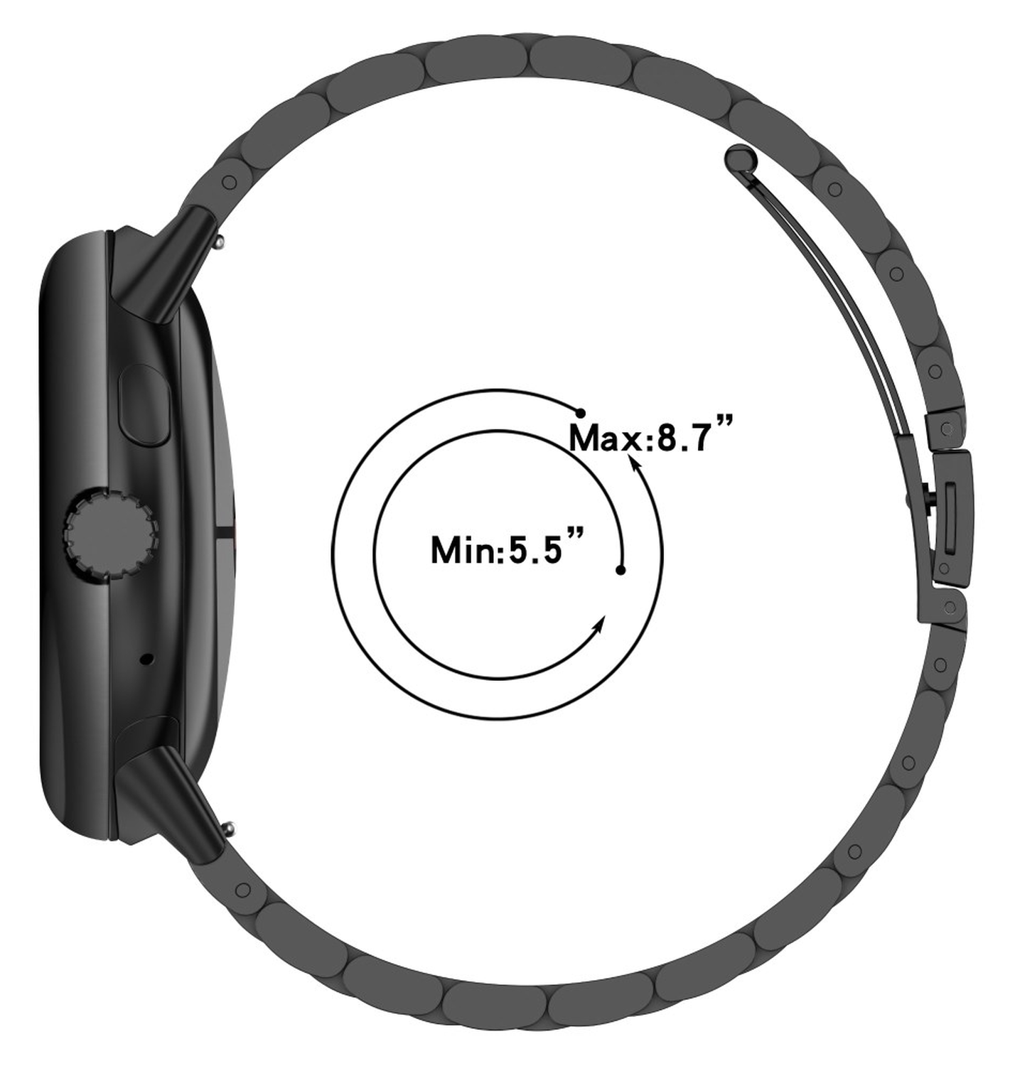 Google Pixel Watch 3 45MM Bandje - Roestvrij Staal - met Schakels - Zwart afbeelding 9