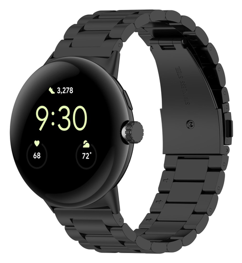 Google Pixel Watch 3 45MM Bandje - Roestvrij Staal - met Schakels - Zwart afbeelding 2