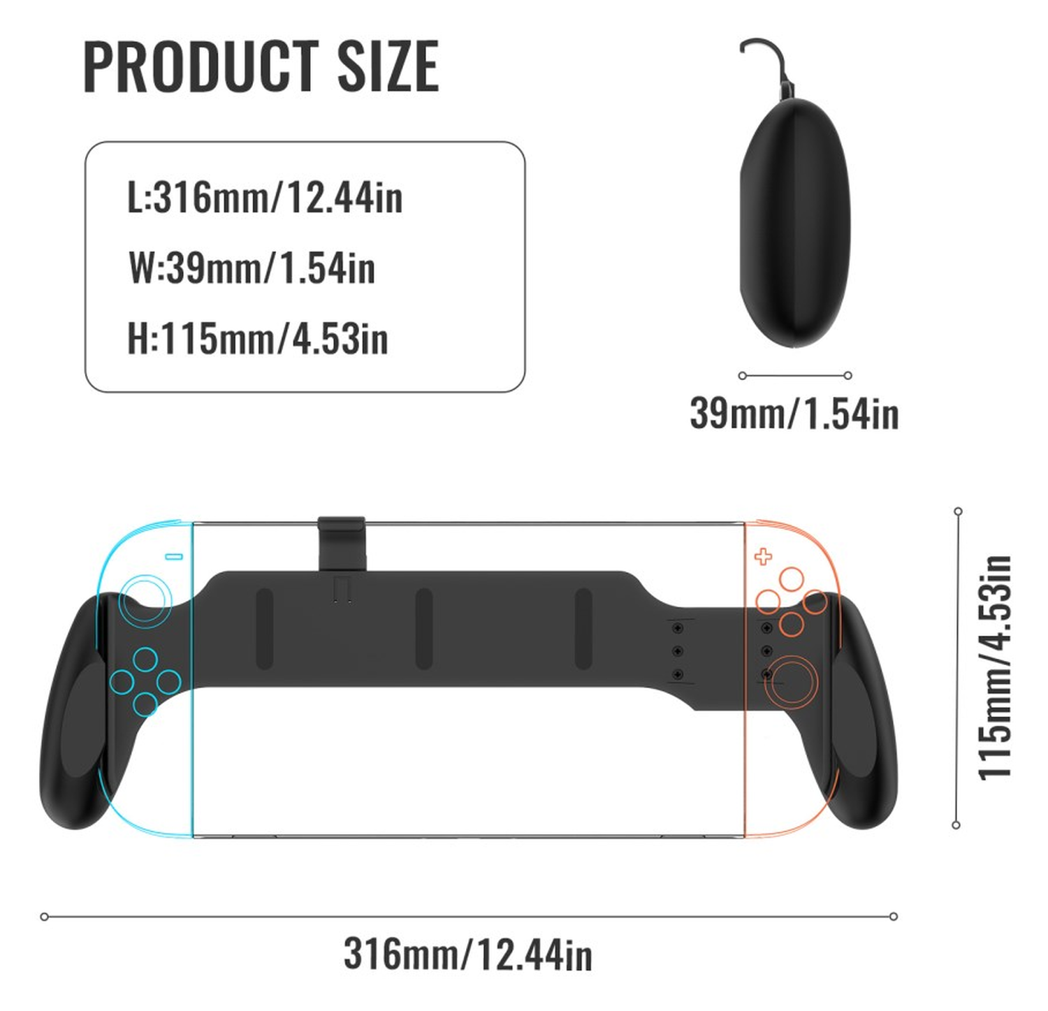 Nintendo Switch 2 Grip Standaard voor Ergonomisch Gamen Zwart afbeelding 4