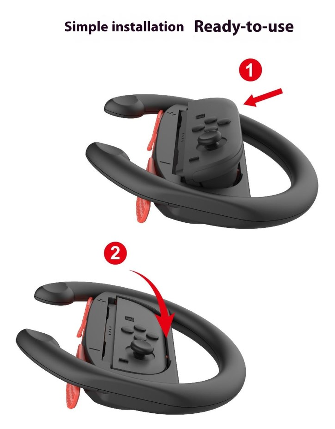 Stuurtjes voor Nintendo Switch 2 Joy-Cons - Stuurwiel Zwart (2-Pack) afbeelding 4