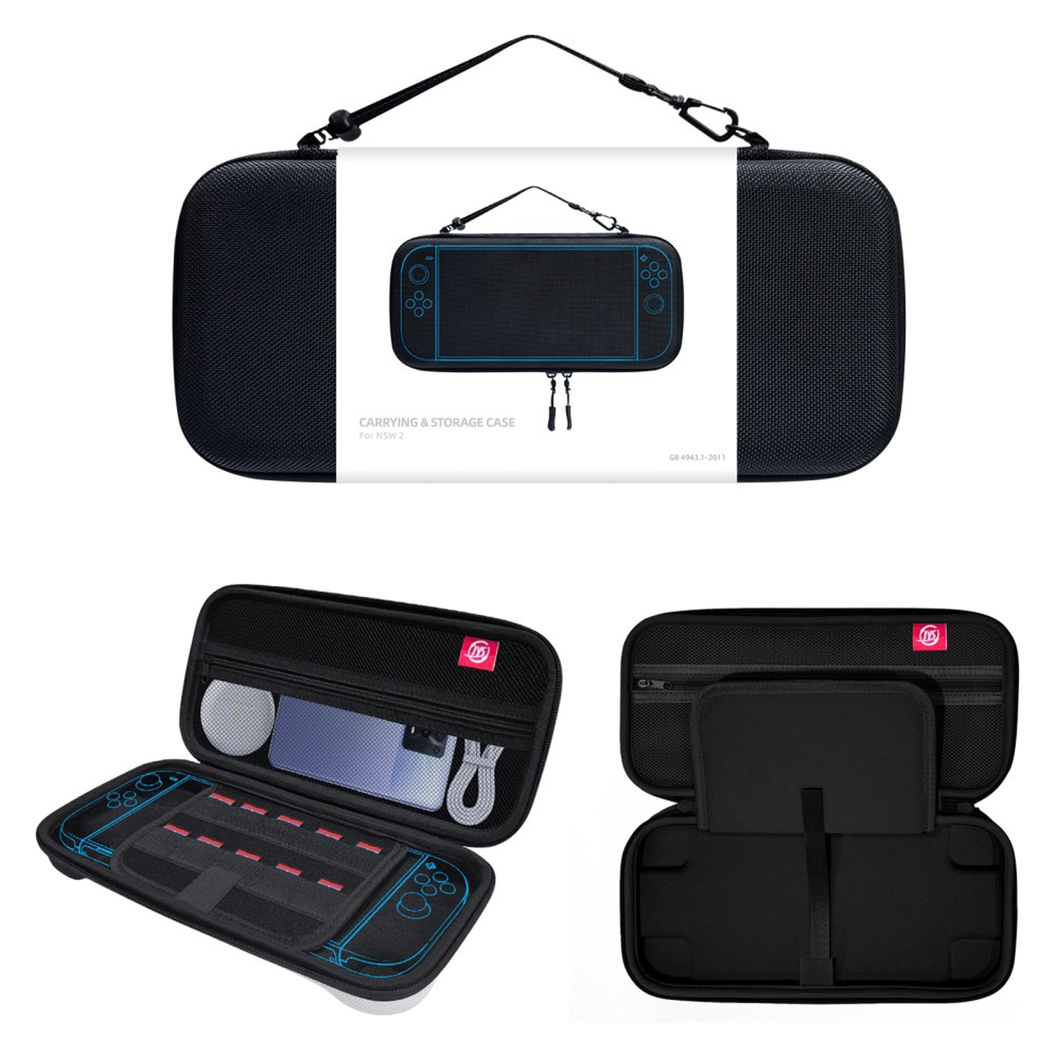 Nintendo Switch 2 Hoesje Opberghoes met Game Card Organizer Zwart afbeelding 9