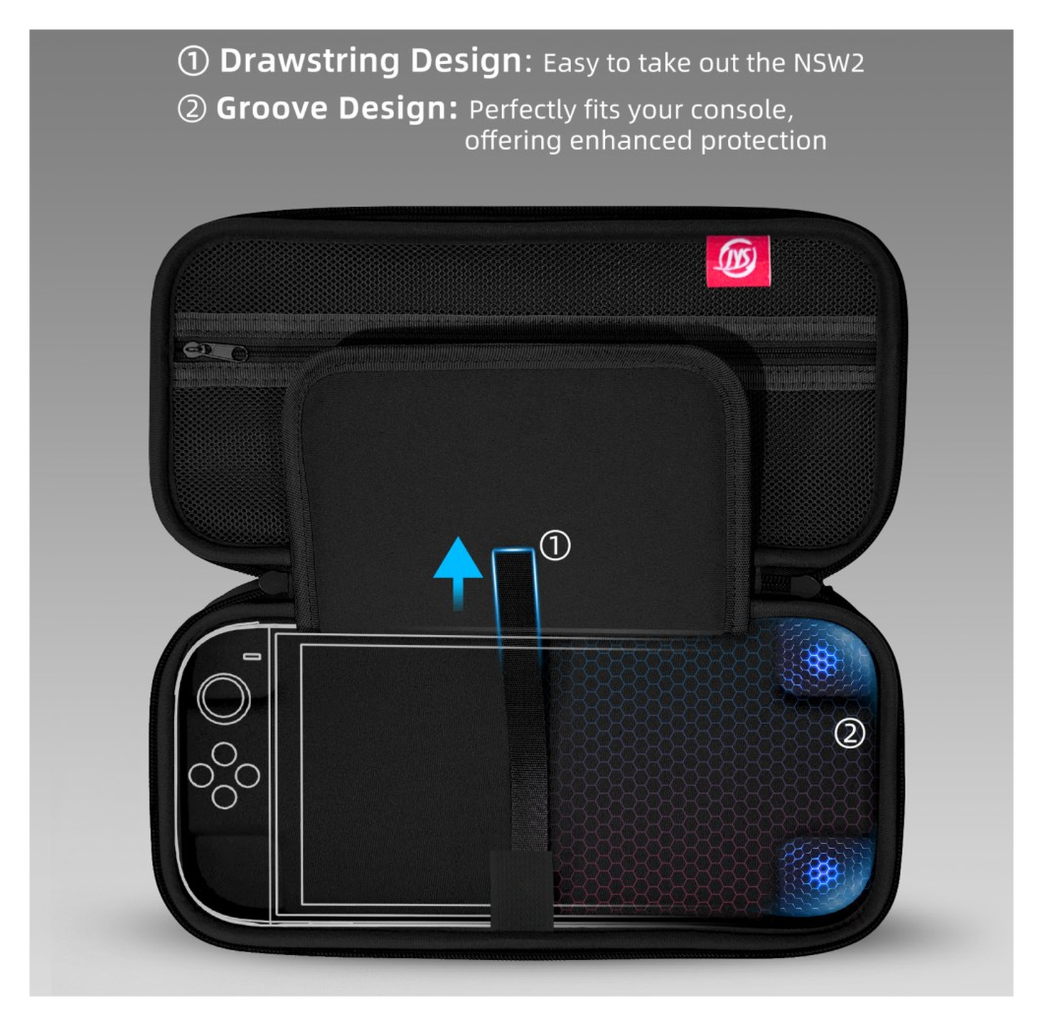 Nintendo Switch 2 Hoesje Opberghoes met Game Card Organizer Zwart afbeelding 3
