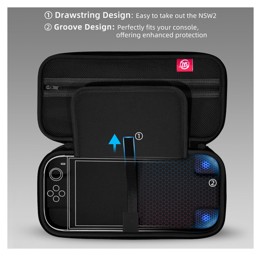 Nintendo Switch 2 Hoesje Opberghoes met Game Card Organizer Zwart afbeelding 3