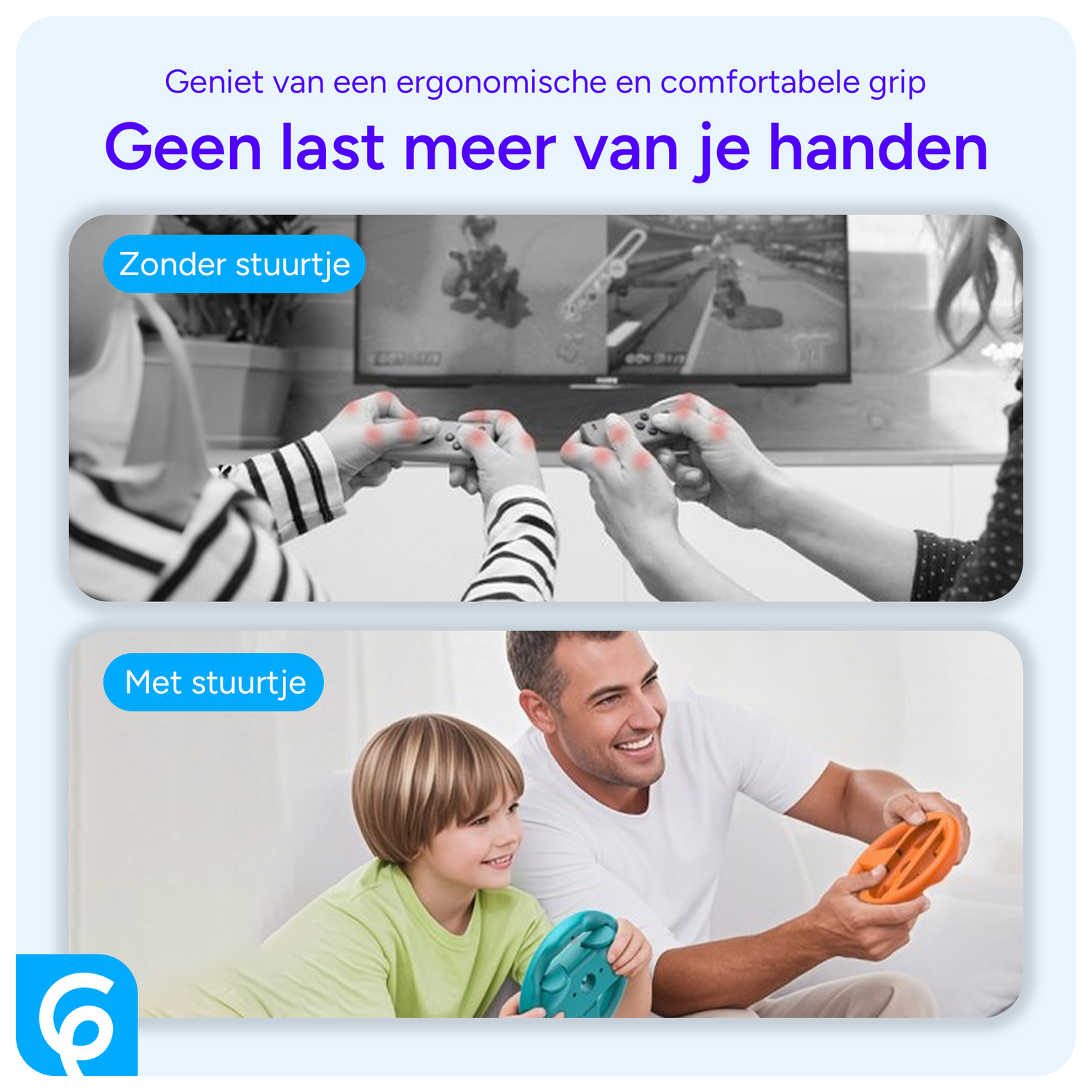 Nintendo Switch 2 Stuurtjes voor Joy-Cons - Stuurwiel Set Blauw/Oranje afbeelding 5