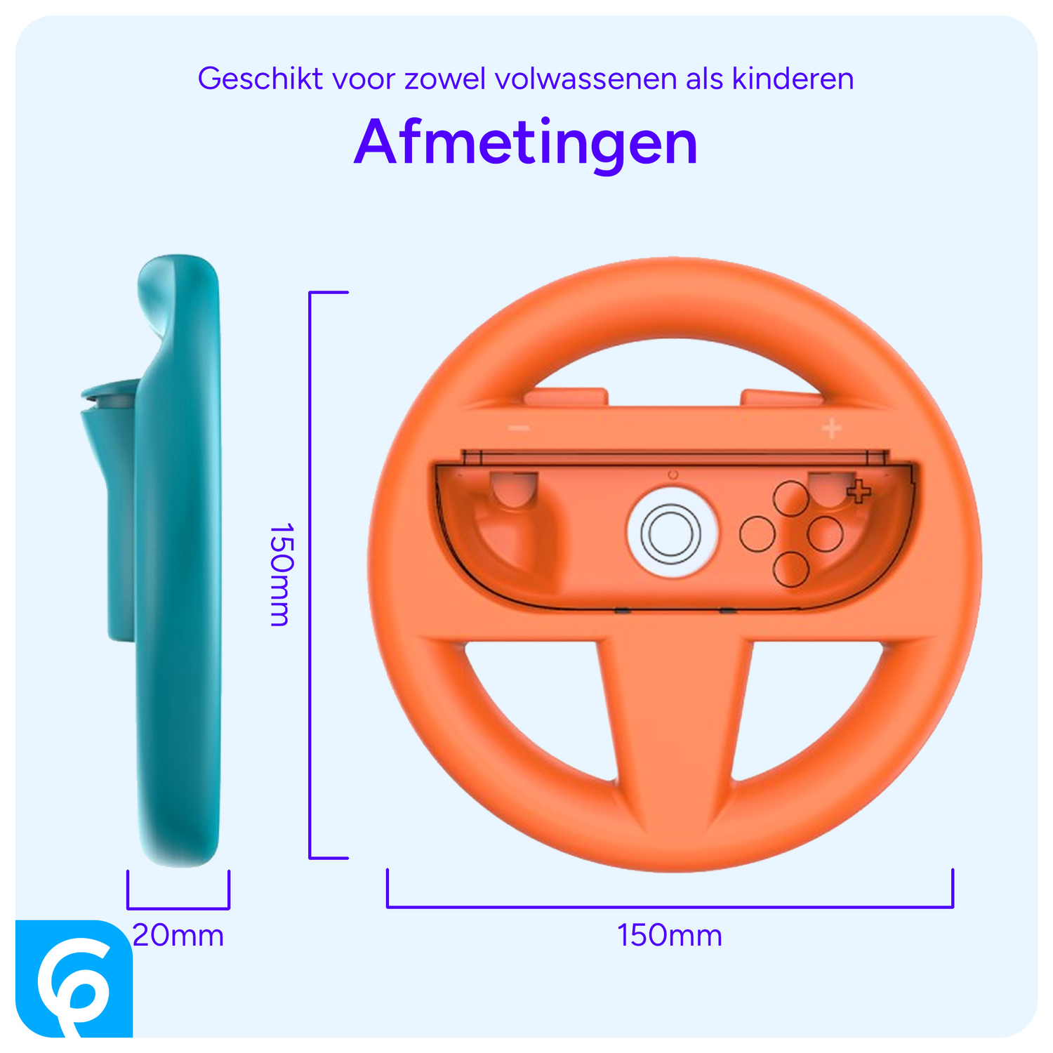 Nintendo Switch 2 Stuurtjes voor Joy-Cons - Stuurwiel Set Blauw/Oranje afbeelding 7