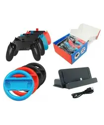Nintendo Switch Game Accessoires Set Controller Grip, Stuurwielen & Oplaad Dock afbeelding