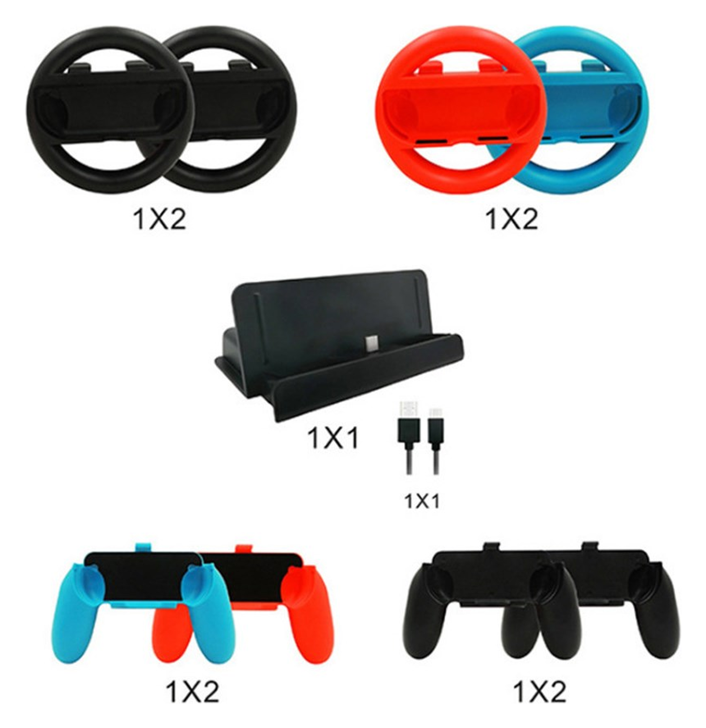 Nintendo Switch Game Accessoires Set Controller Grip, Stuurwielen & Oplaad Dock afbeelding 2