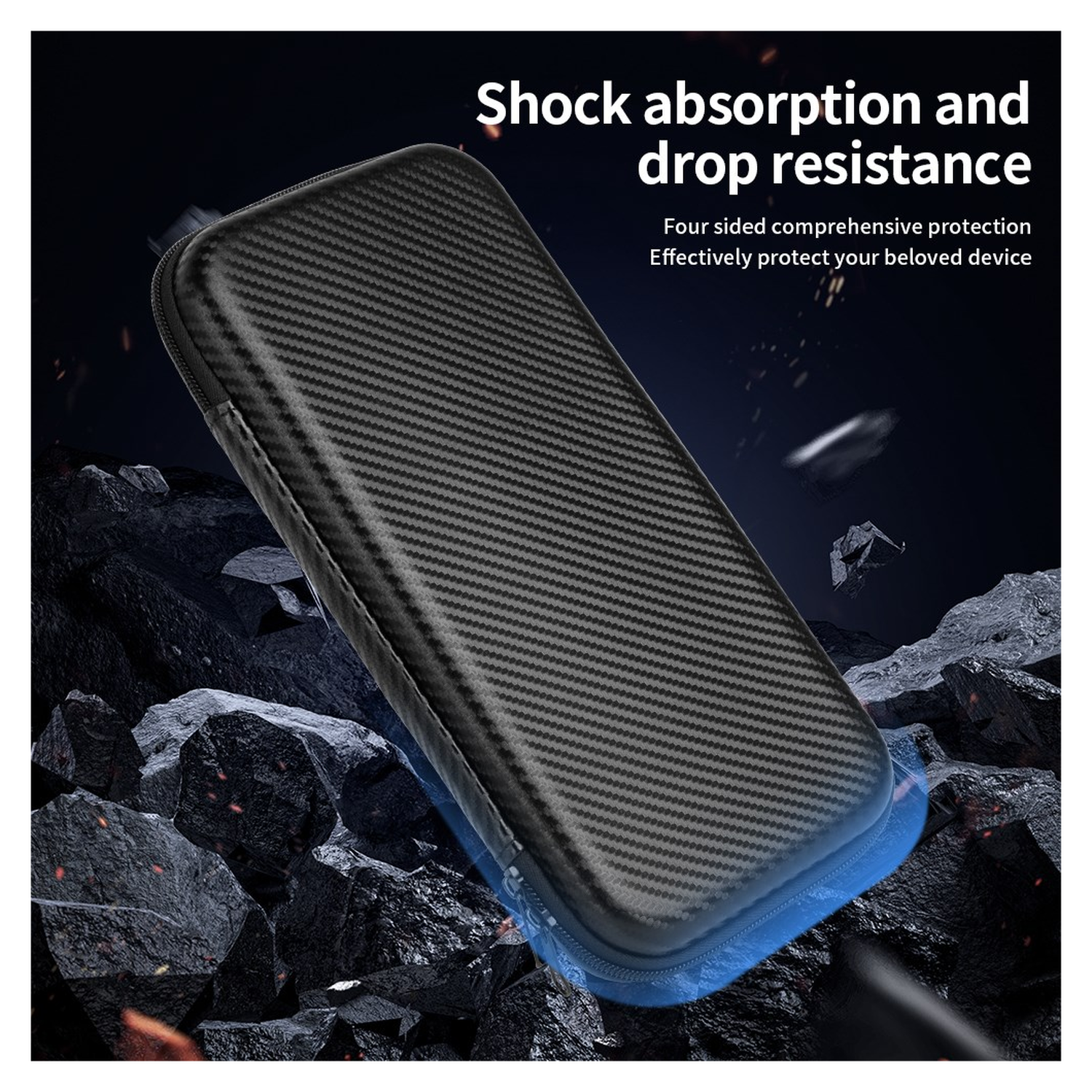 Nintendo Switch 2 Hoesje Opberghoes Carbon Fiber Travel Case Zwart afbeelding 3